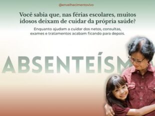 Mulher idosa abraça a neta durante as férias escolares, ilustrando o tema do absenteísmo de idosos em consultas e exames de saúde.